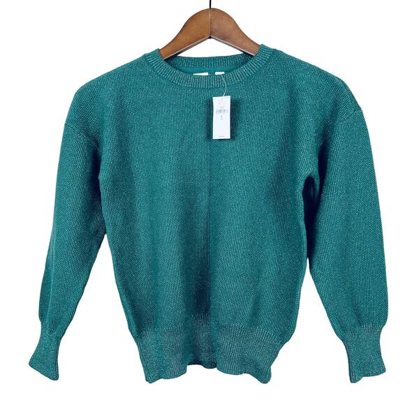 NEW! Gap Kids Sweater Metallic Green Holiday - M - Picture 1 of 4